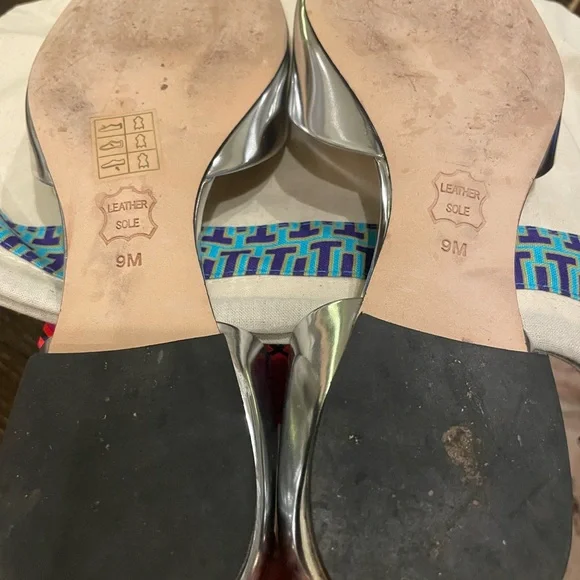 Tory Burch Women’s Raleigh D’Orsay Metallic Silver & Gold Ballet Flats Size 9 - Picture 7 of 7